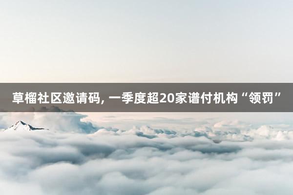 草榴社区邀请码， 一季度超20家谱付机构“领罚”