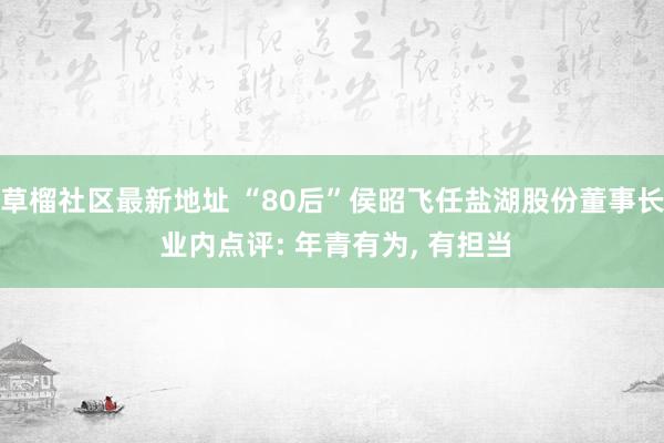 草榴社区最新地址 “80后”侯昭飞任盐湖股份董事长 业内点评: 年青有为， 有担当