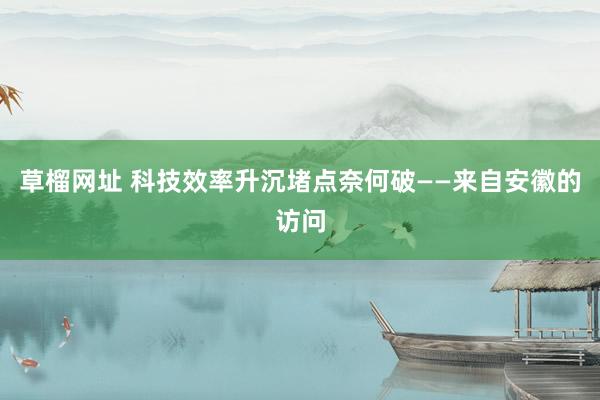 草榴网址 科技效率升沉堵点奈何破——来自安徽的访问